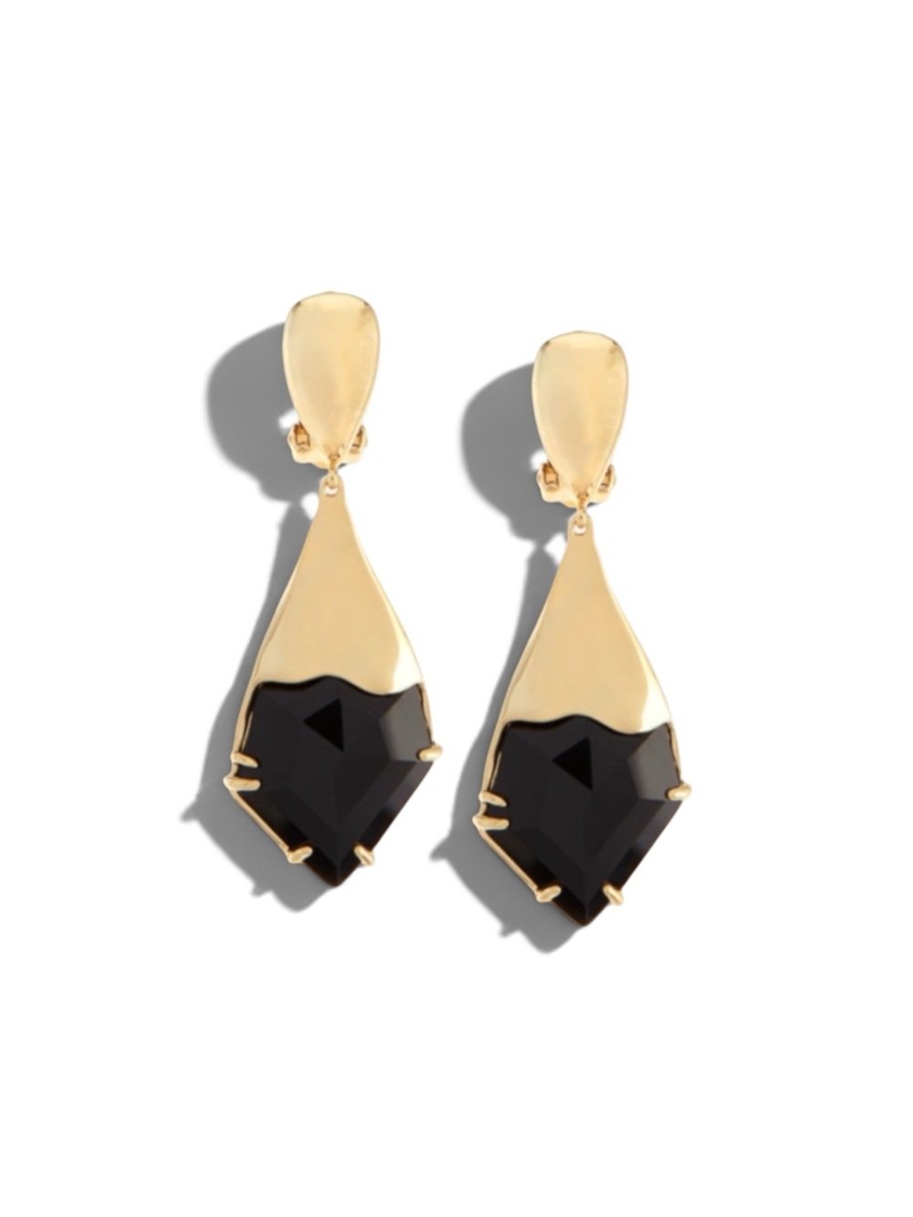 ALEXIS BITTAR Miss Havisham Fancy Liquid Metal Gold Black Stone Clip On Earrings